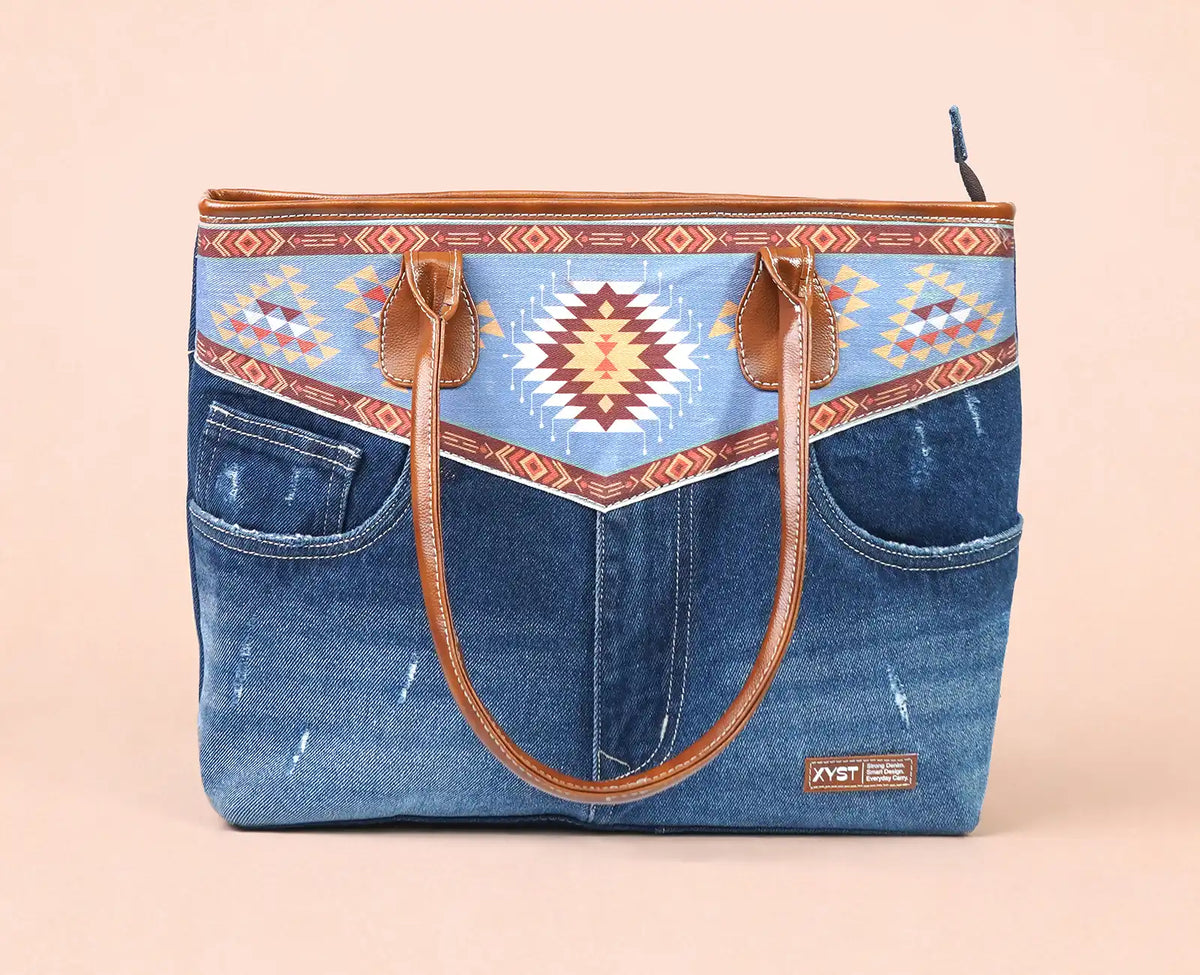 HILTON TRIBAL PRINT DARK TOTE BAG