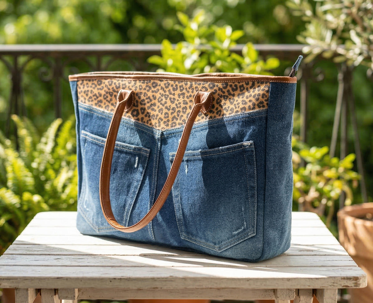 BRITNEY LEOPARD PRINT DARK TOTE BAG