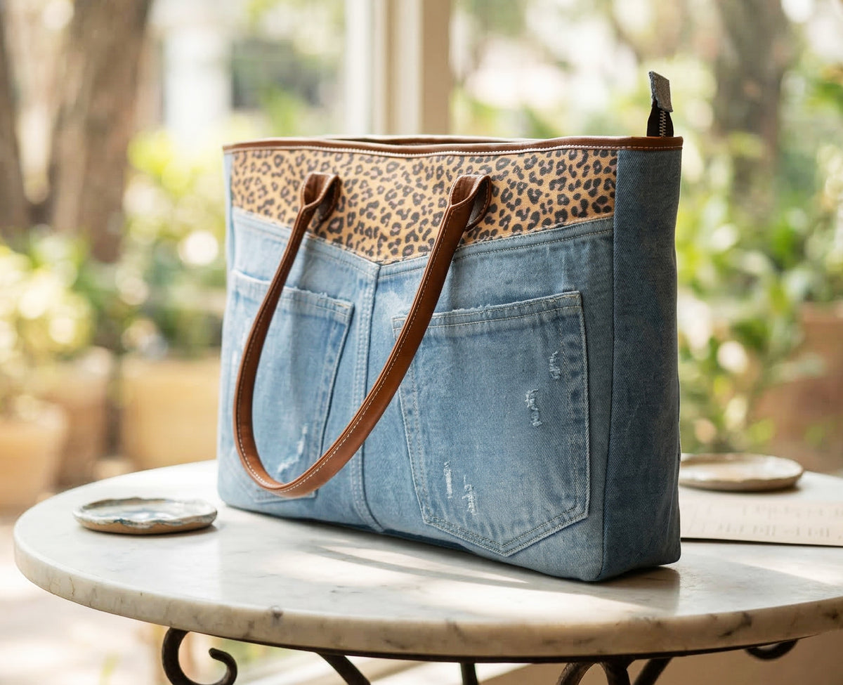 BRITNEY LEOPARD PRINT LIGHT TOTE BAG