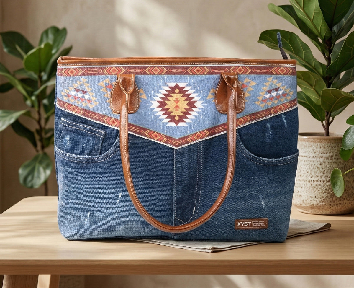 HILTON TRIBAL PRINT DARK TOTE BAG