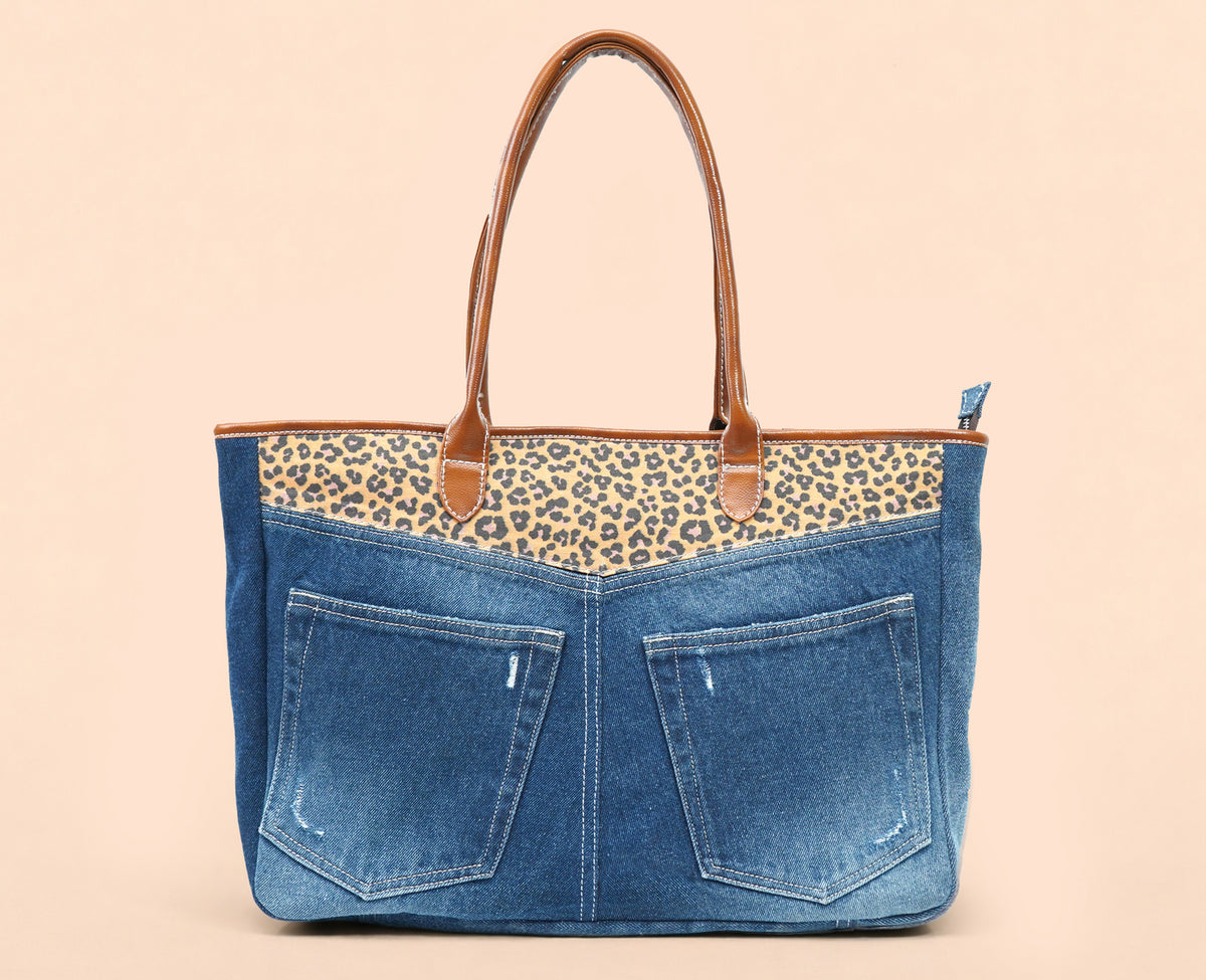 BRITNEY LEOPARD PRINT DARK TOTE BAG