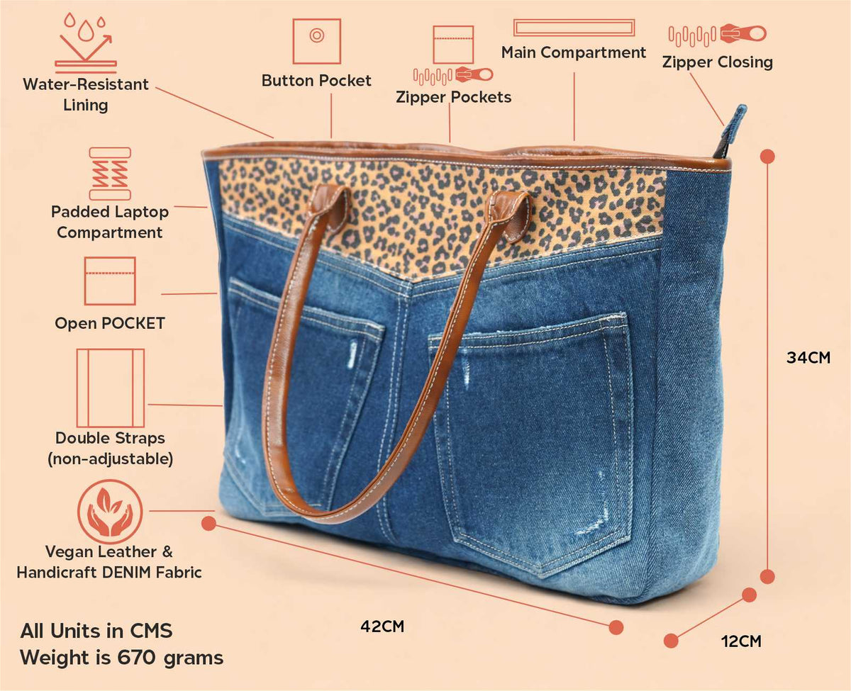 BRITNEY LEOPARD PRINT DARK TOTE BAG