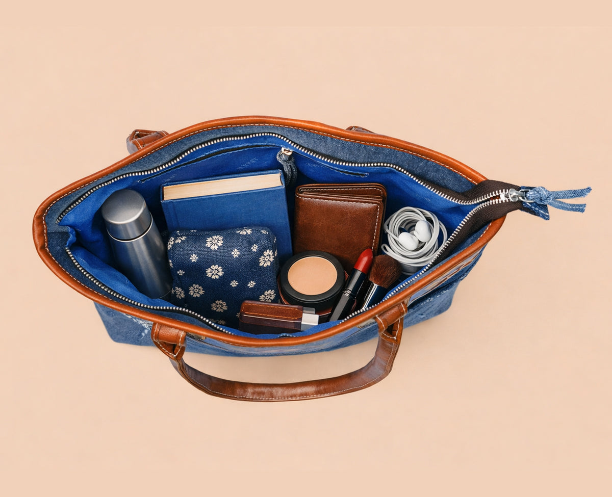 HILTON TRIBAL PRINT DARK TOTE BAG